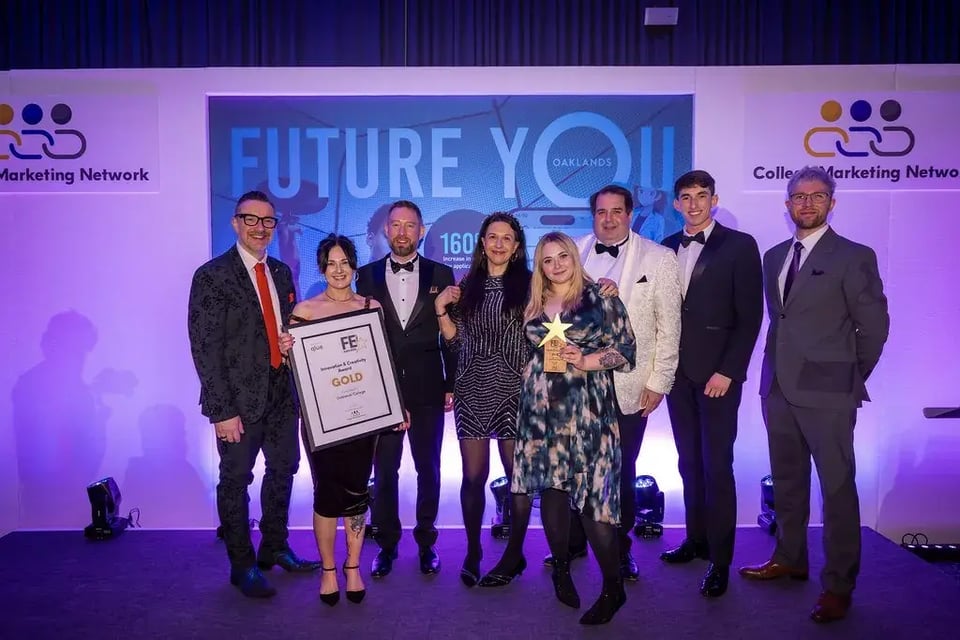 The Oaklands College team with their award at the College Marketing Network Awards 2026